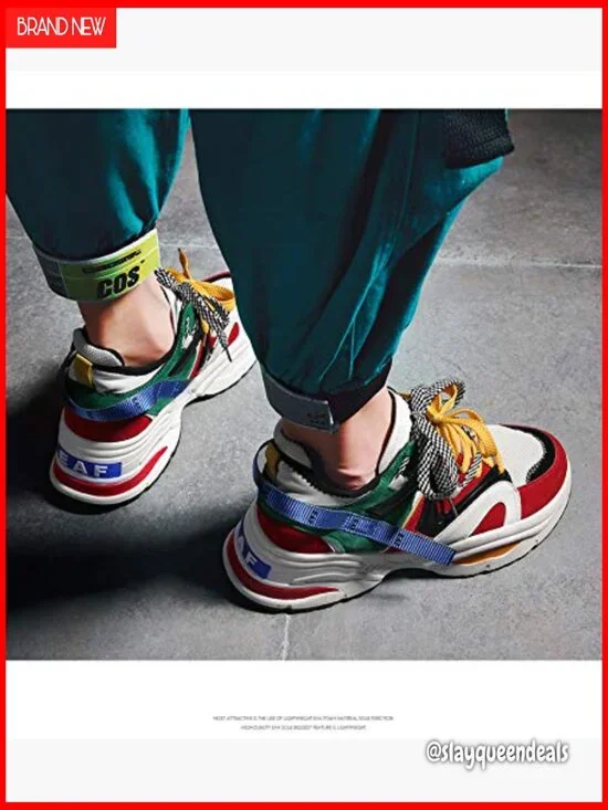 Retro Color Block Sneakers, Athletic Shoes for Walking Running Casual Wear - Picture 7 of 7